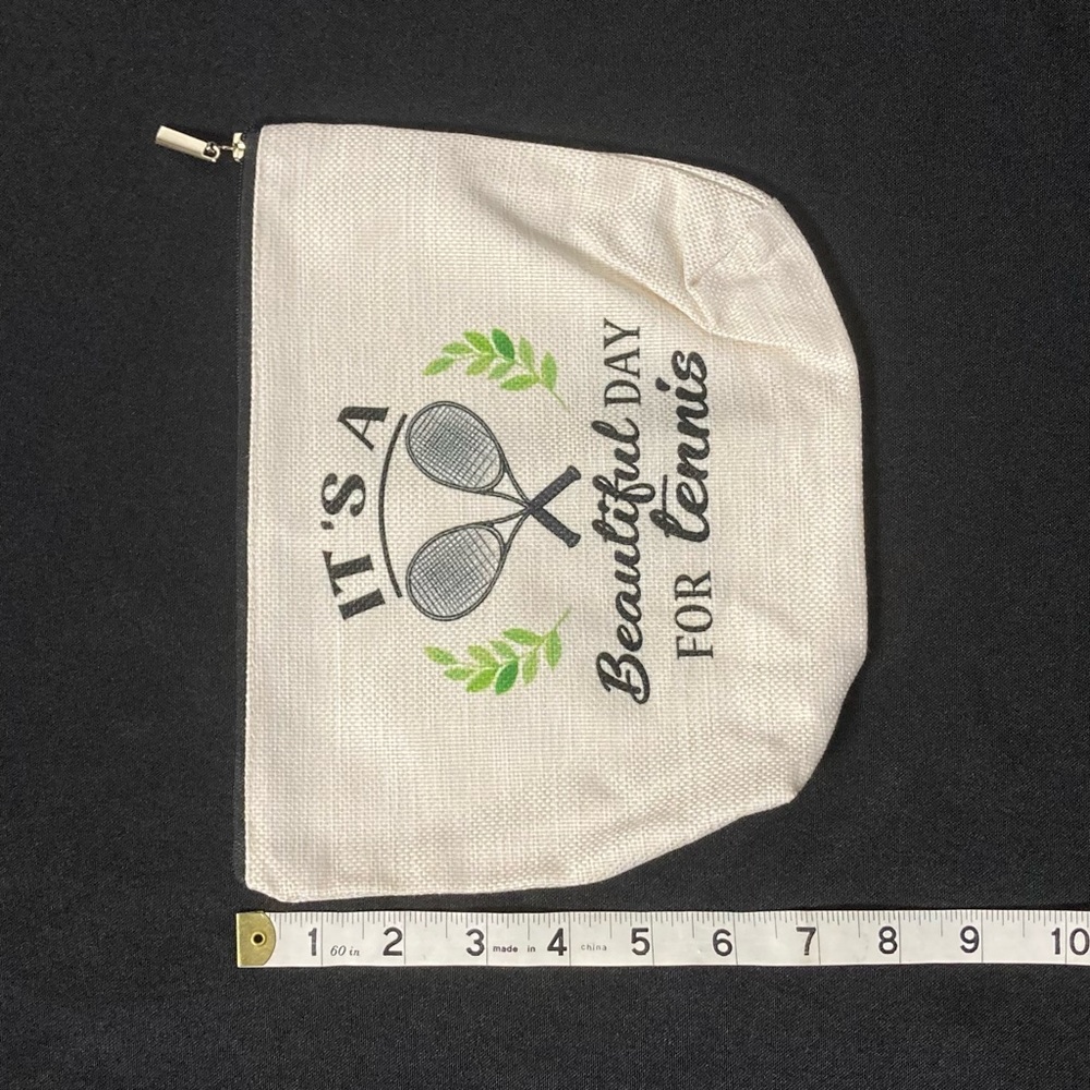 Women’s Sports White Canvas Medium Cosmetic Bag It’s A Good Day To Play Tennis - Picture 8 of 8